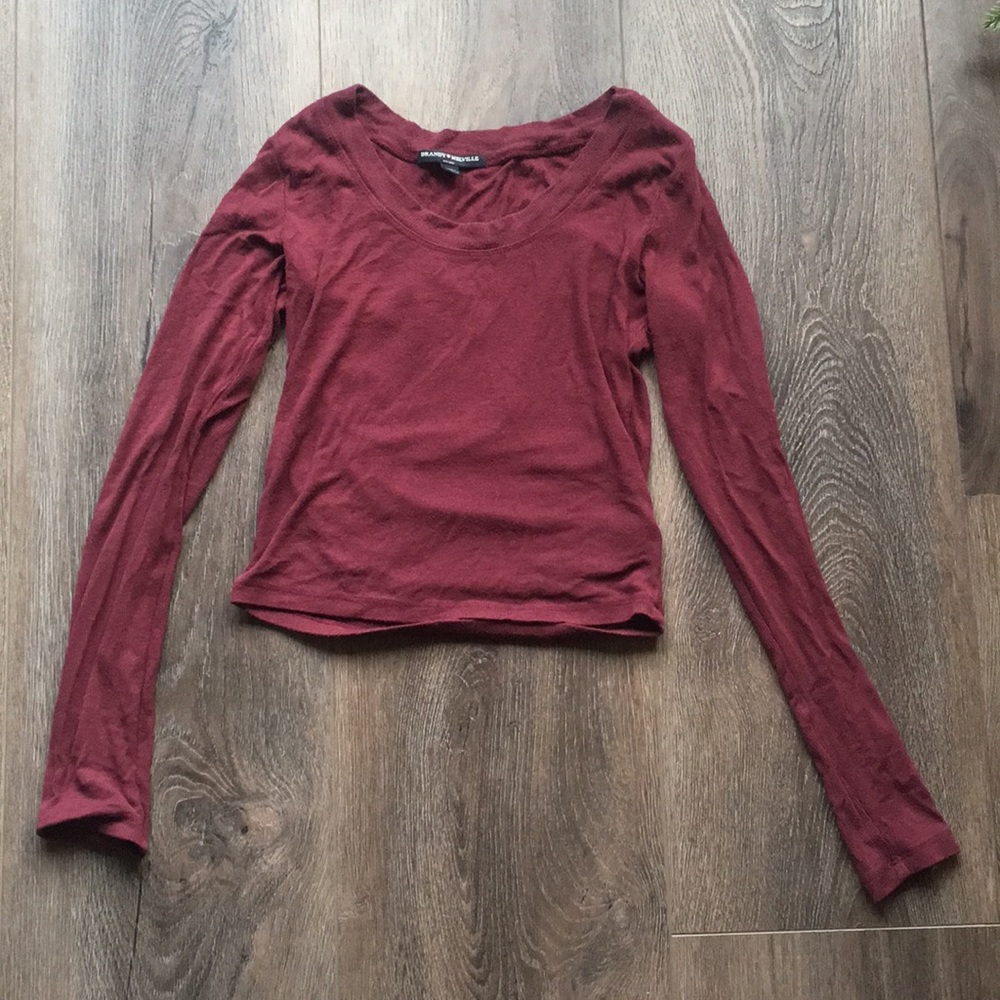 Brandy Melville fitted maroon red long sleeve top